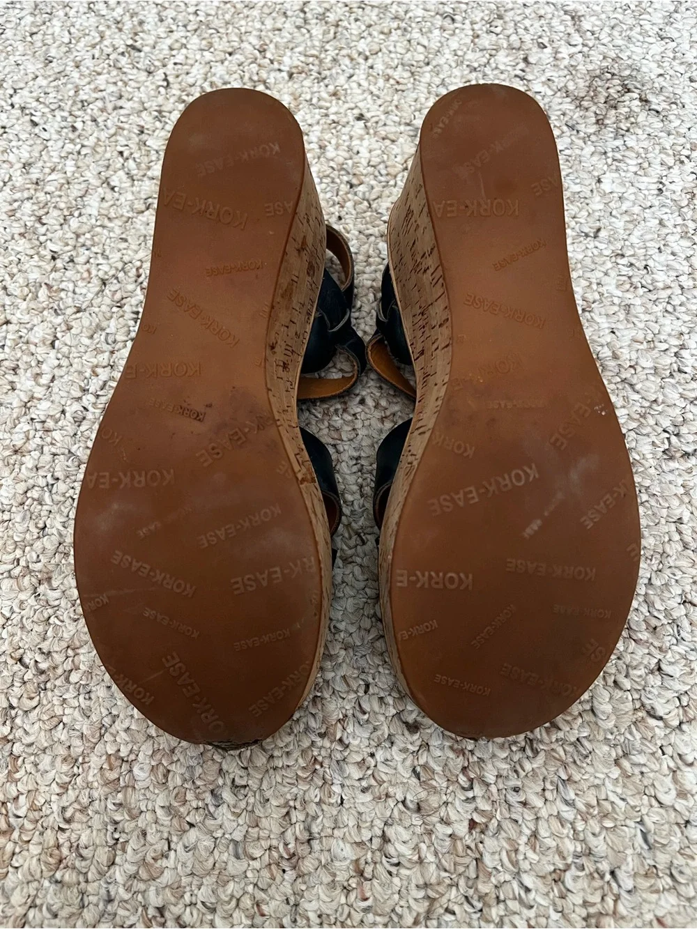 Kork-Ease Navy Leather Cork Wedge Sandals